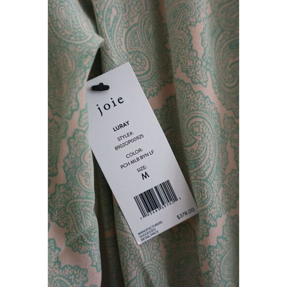 Joie 8902OP00925 Women's Sz M Green/Peach Long Sleeve Silk Romper - Picture 5 of 14